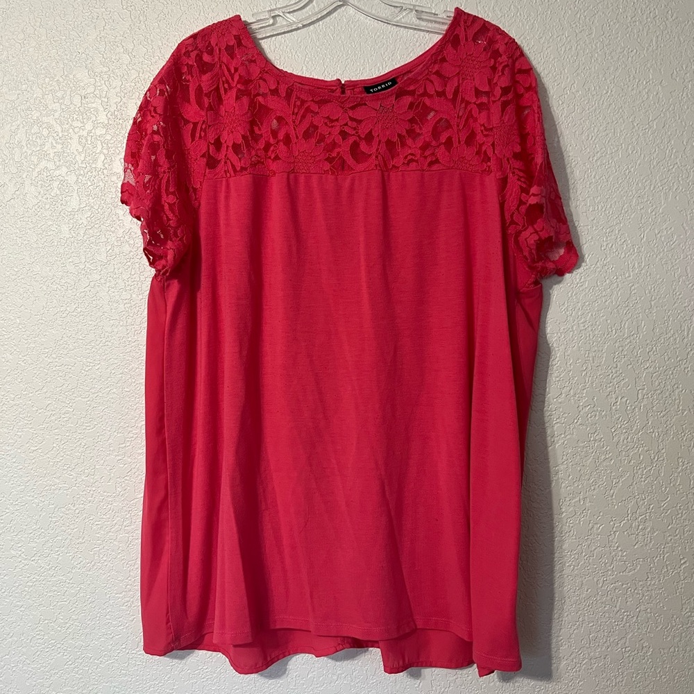 Coral Lace Top